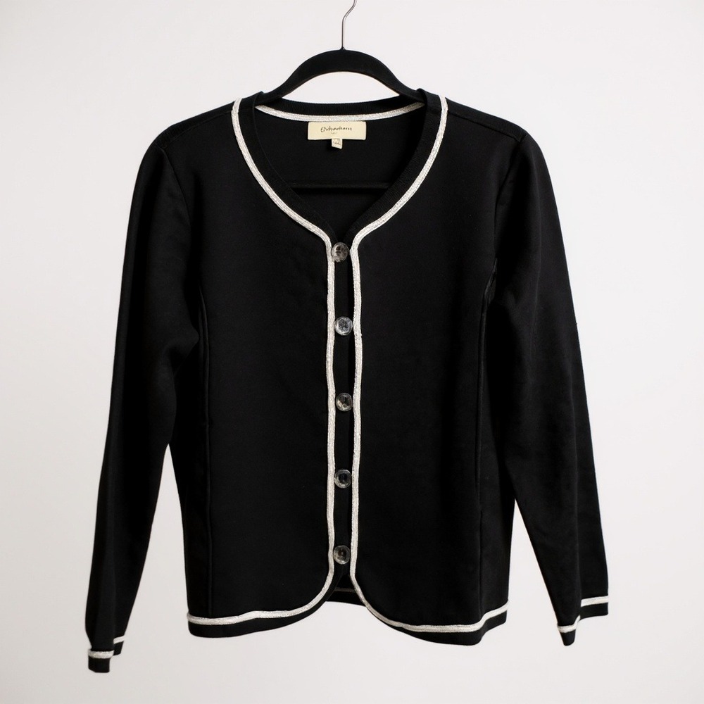 Jones New‎ York black and white cardigan sweater M